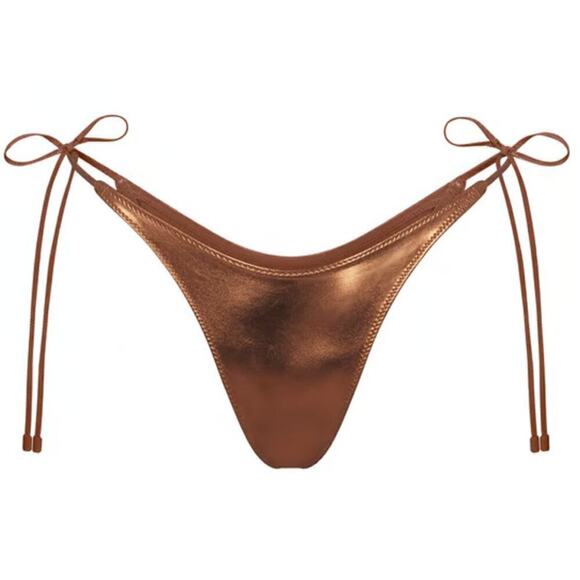 SKIMS Metallic Swim Skimpy Tie Bikini Bottom Penny NWT Size XL - Picture 1 of 11